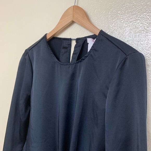 Parker Jacquard Satin Blouse Top Front Tie Black - Picture 2 of 10